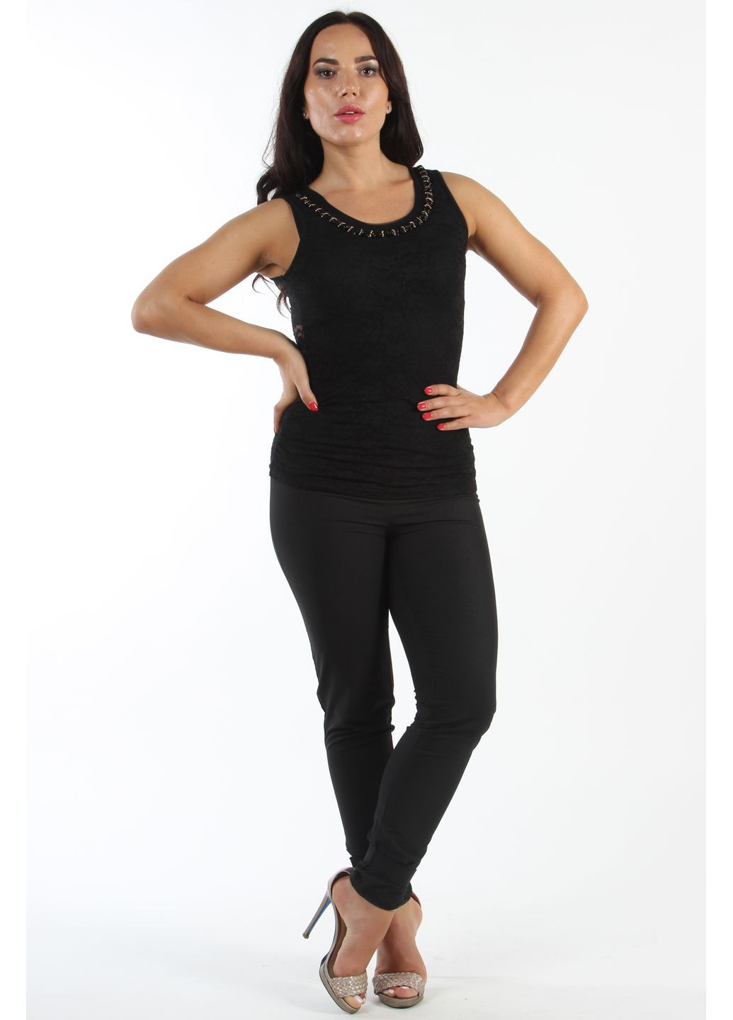 Женская майка с декором. LW-152 Черный Lowett — 363261834