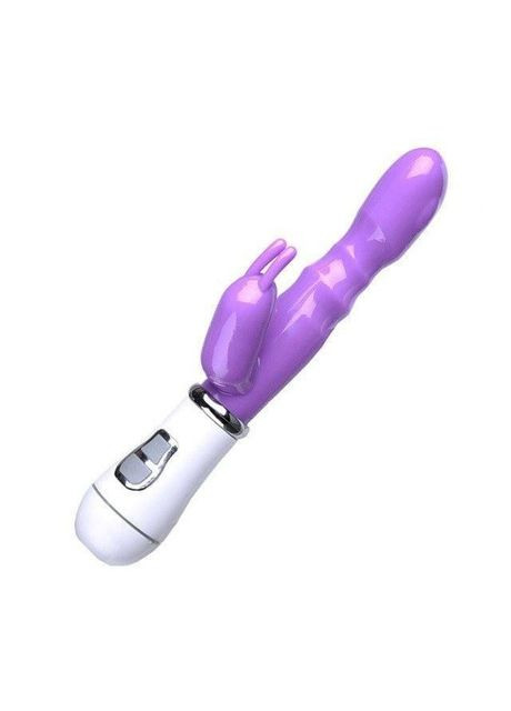 Вагінальний вібратор фіолетовий із подвійною стимуляцією, на батарейках, 10119 No Brand (315360077)