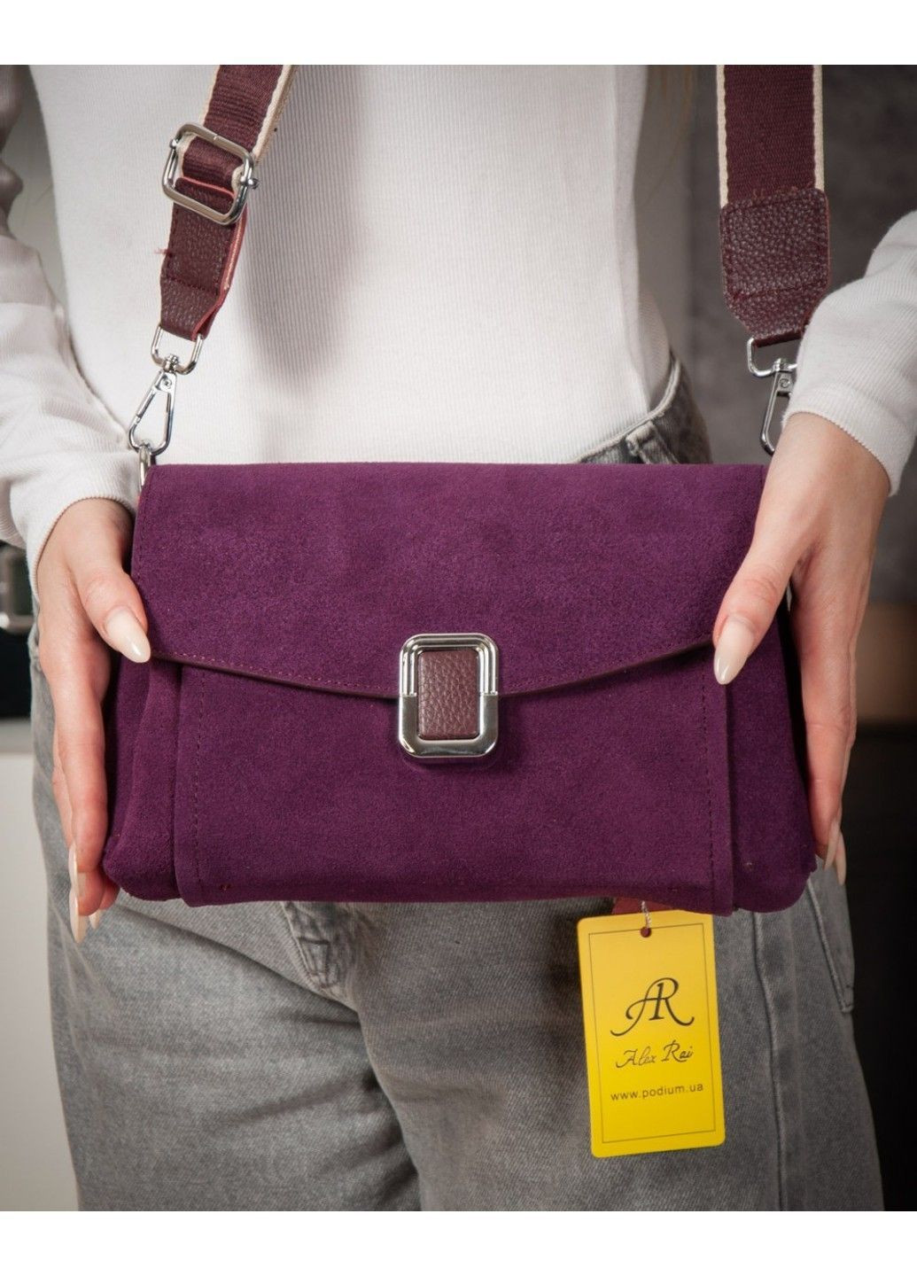 Жіноча замшева сумка 93055 bordo Alex Rai (367992160)