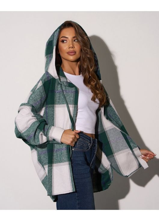 Зеленая повседневный, кэжуал рубашка в клетку ISSA PLUS с длинным рукавом