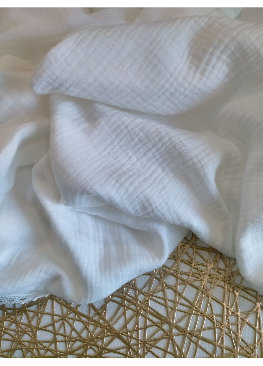 Беленький муслиновый плед с хлопковым кружевом, крыжмо, размер 100*100 No Brand (370370185)