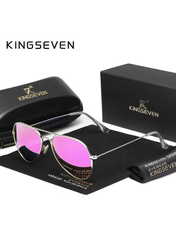 Поляризационные солнцезащитные очки для женщин и мужчин 7115 Gold Purple KINGSEVEN (356505554)