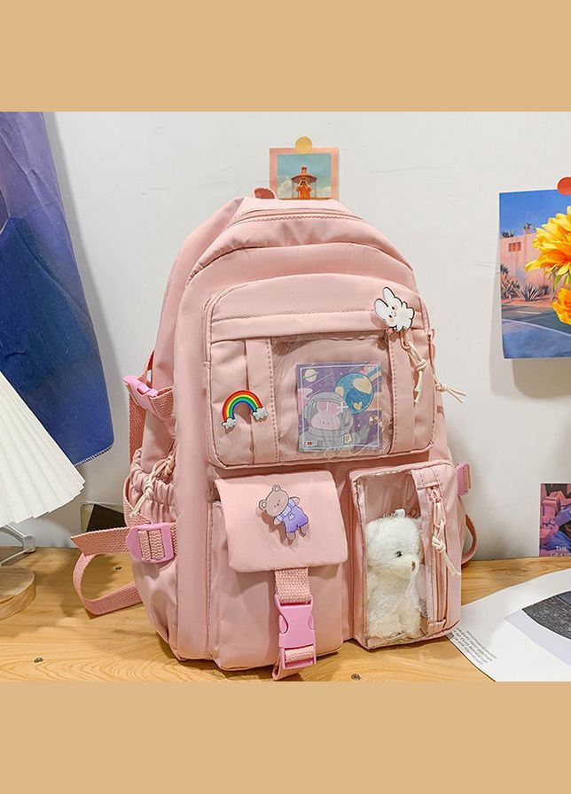 Рюкзак 10455 женский детский школьный портфель розовый No Brand (326487565)