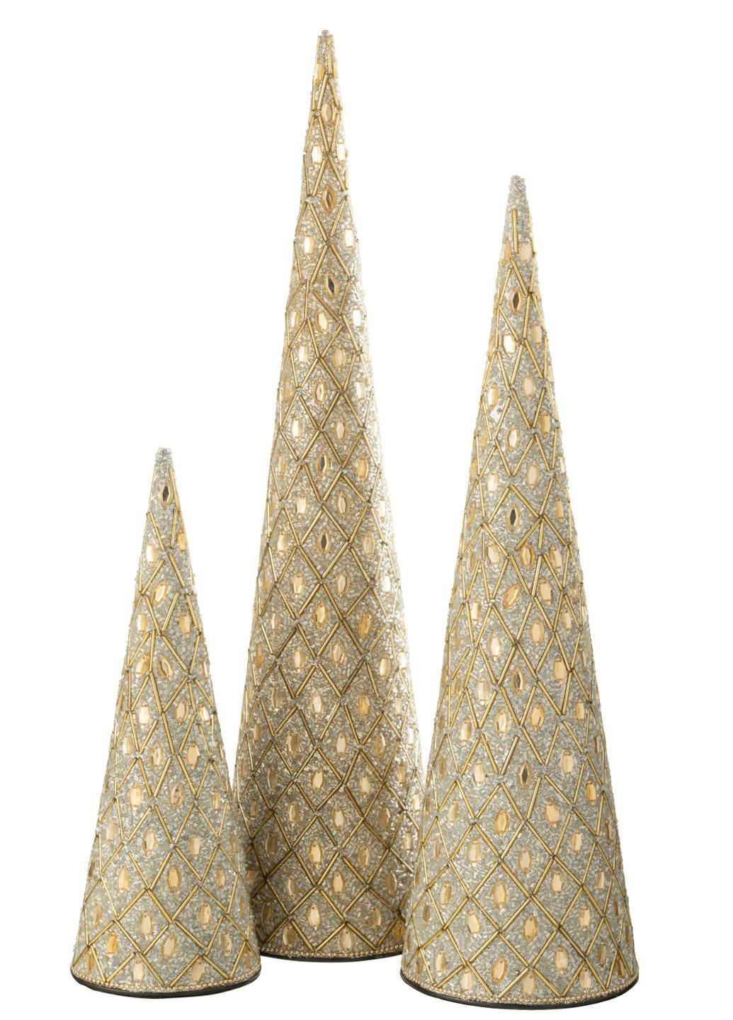 Ялинки металеві золотого кольору комплект із трьох (56439) J-Line (370051298)
