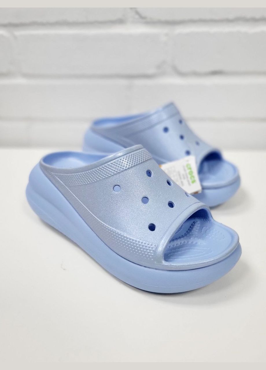 Голубые женские шлепанцы на платформе crush slide original Crocs
