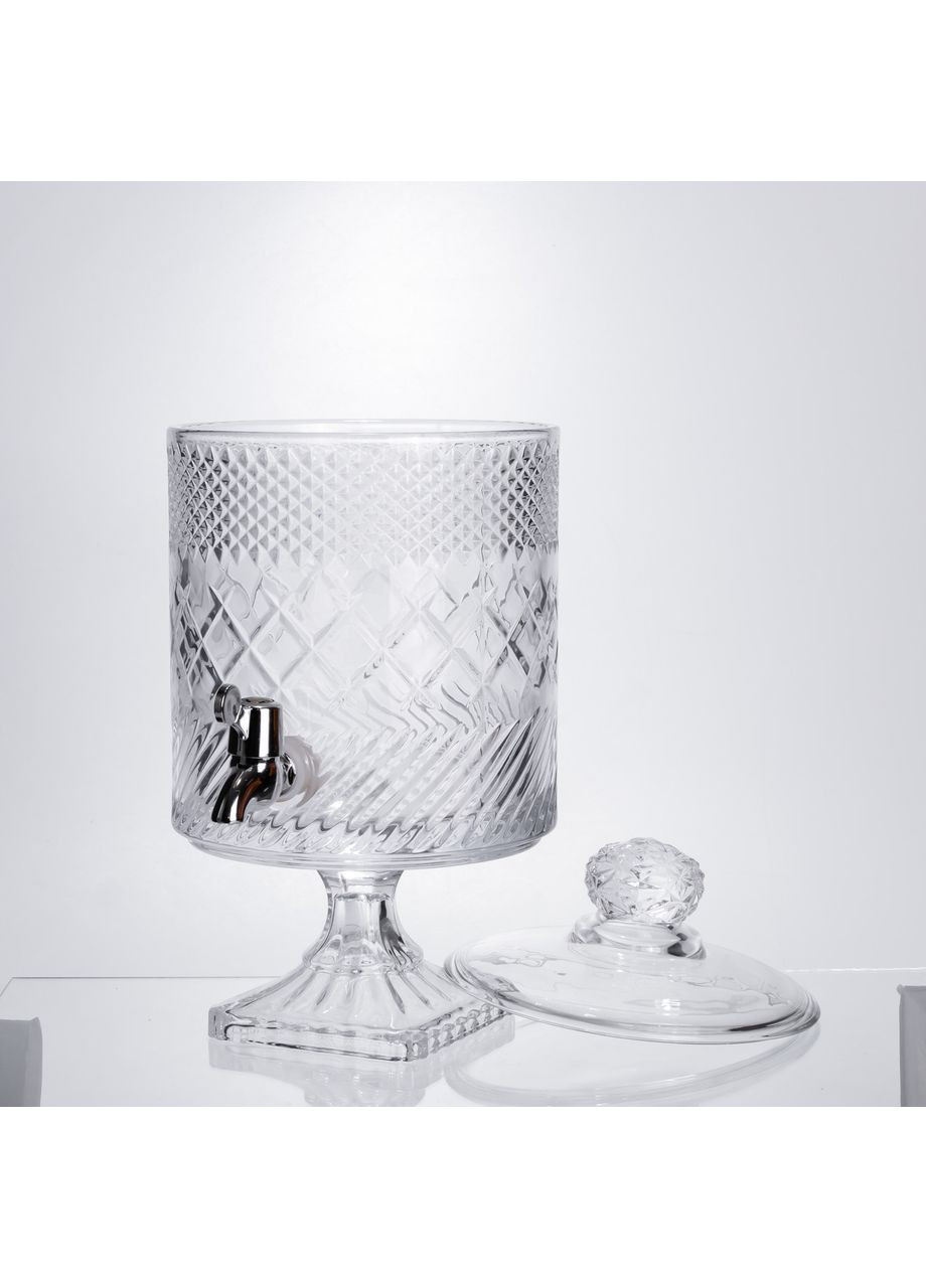 Лимонадниця скляна 4.5 л з краном для напоїв на свята та повсякденне використання сервірувальна ємність Yiwu (370432704)