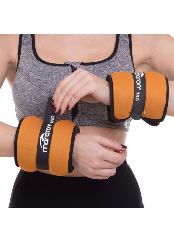 Утяжелители-манжеты для рук и ног Pro (2 x 1кг) (нейлон, песок, оранжево-серый) (FI-3123-2) Maraton (361439086)