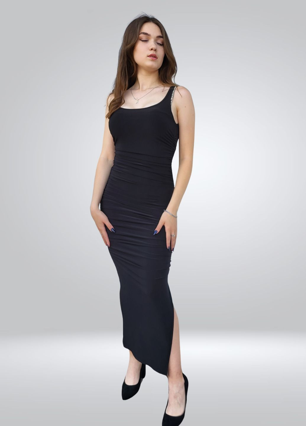 Черное праздничный платье-футляр летнее однотонное макси футляр Boohoo