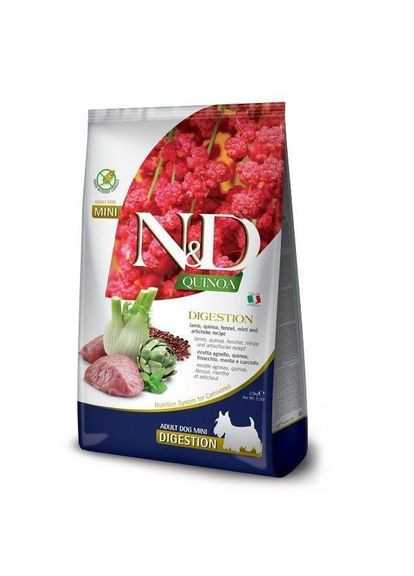 Сухий корм N&D Quinoa Dog Digestion Lamb/Fennel Adult Mini для дрібних порід, з ягням, 2,5 кг Farmina (360544098)