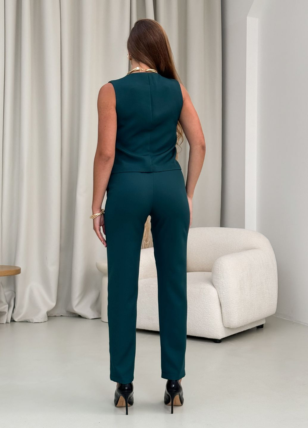 Женский деловой костюм с брюками со стрелками и жилеткой Merlini Венто (322250289)