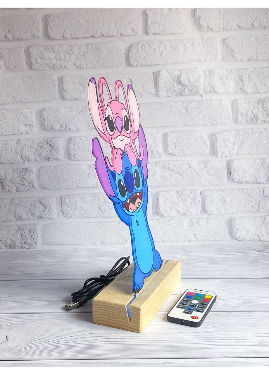 Дитячий нічник парочка Стіч і Ангел на світлій підставці Creative (355402447)