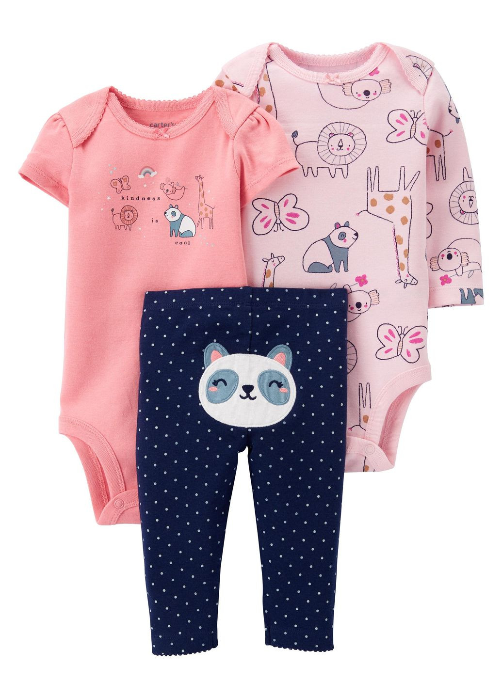 Рожевий комплект (2 боді, штани) Carter's