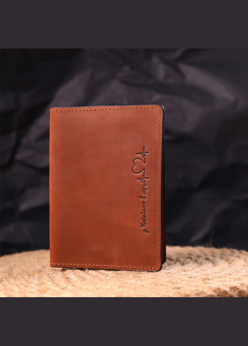 Ексклюзивна обкладинка на паспорт із вінтажної шкіри Серце 16726 Світло-коричнева Grande Pelle (297129698)