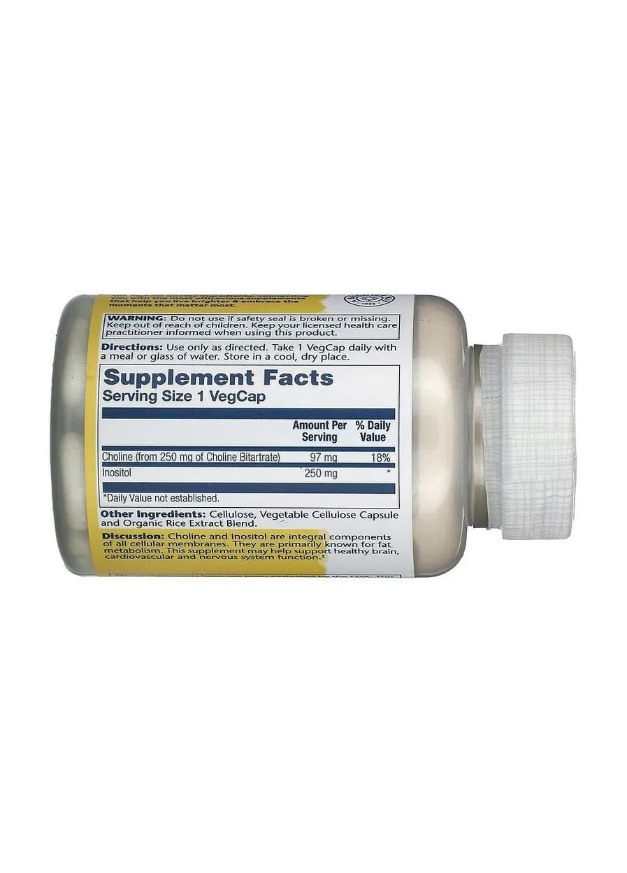 Холін та інозитол Choline & Inositol 250 мг 100 капсул Solaray (361114077)