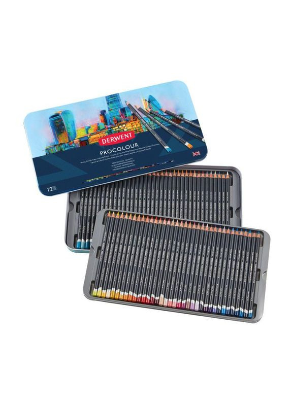 Набір кольорових олівців Procolour 72 кольори металевий пенал (2302508) Derwent (342121244)