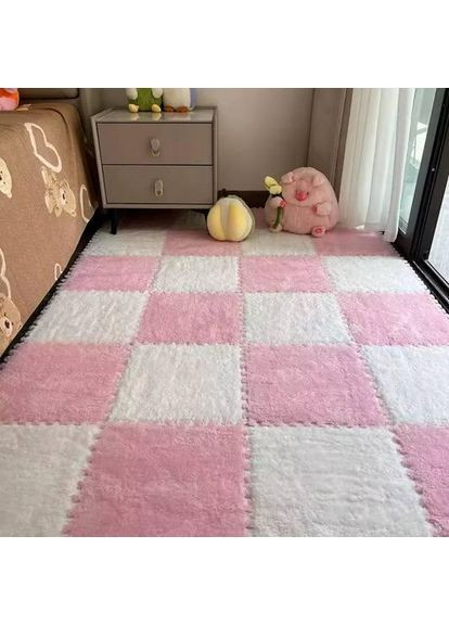 Килимок-пазл з плюшевим покриттям, термокилимок, м'який дитячий мат, 60*90см, 6 пазлів, No Brand (338854846)