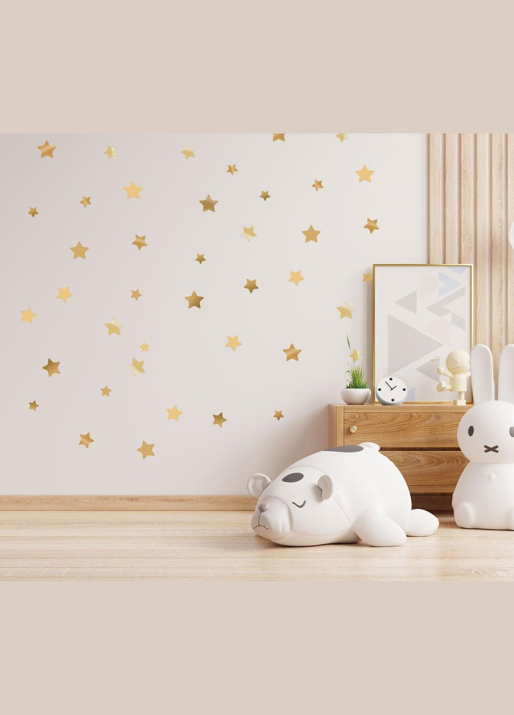 Наклейка "Зірки, набір" дзеркальні золото, розмір листа 390х450 мм Zatarga (325881740)