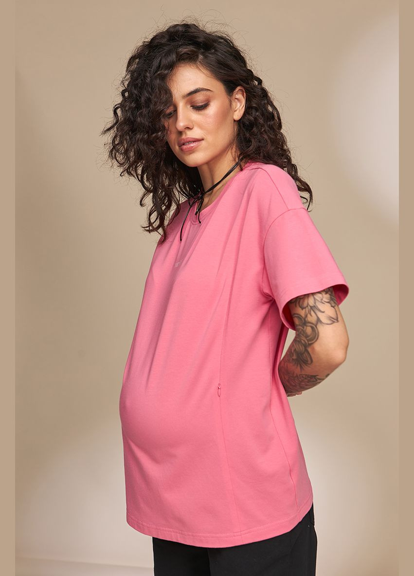 Малиновая малиновая футболка для беременных и кормящих трикотажная Юла мама