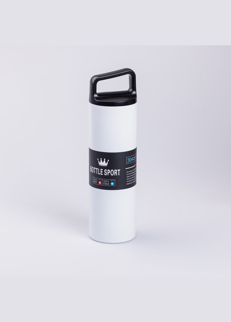 Термос металевий 500 мл з нержавіючої сталі Bottle Sport з ручкою білий Yiwu (321971797)
