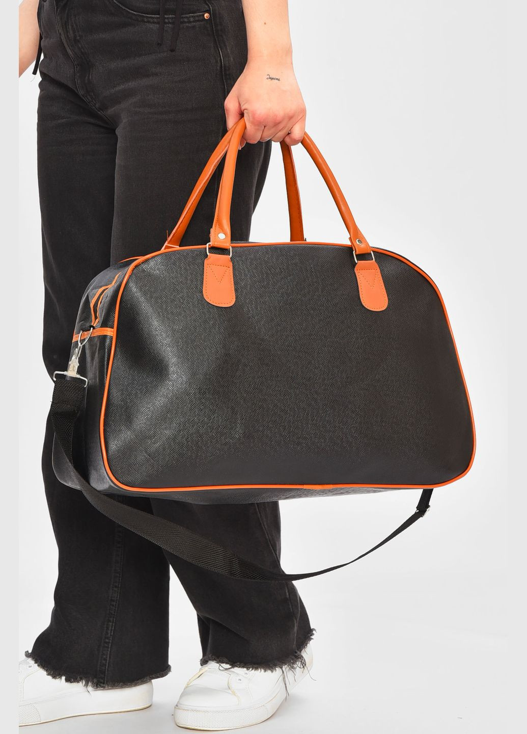 Сумка дорожня унісекс екошкіра чорного кольору Let's Shop (334258057)