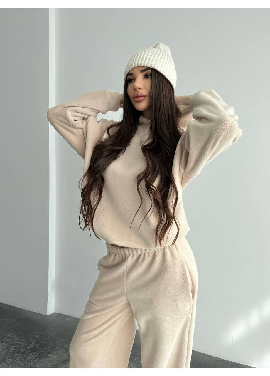 Теплый спортивный костюм женский дабл флис палаццо+кофта с капюшоном No Brand (366439906)