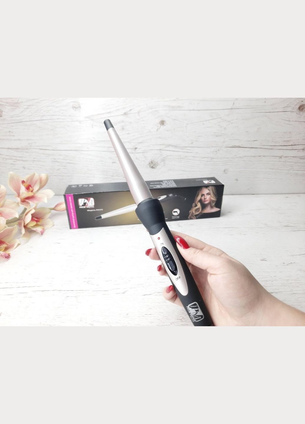 Професійна конусна плойка щипці для завивання волосся з керамічним покриттям PM 1210 Pro Promotec (306716526)