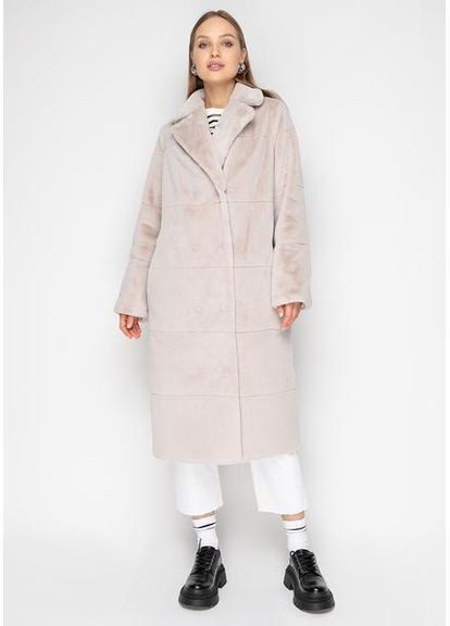 Пальто з Екохутром і Шалевим Коміром 1101M-C Молоко/ вершки SAM Samange (367582241)