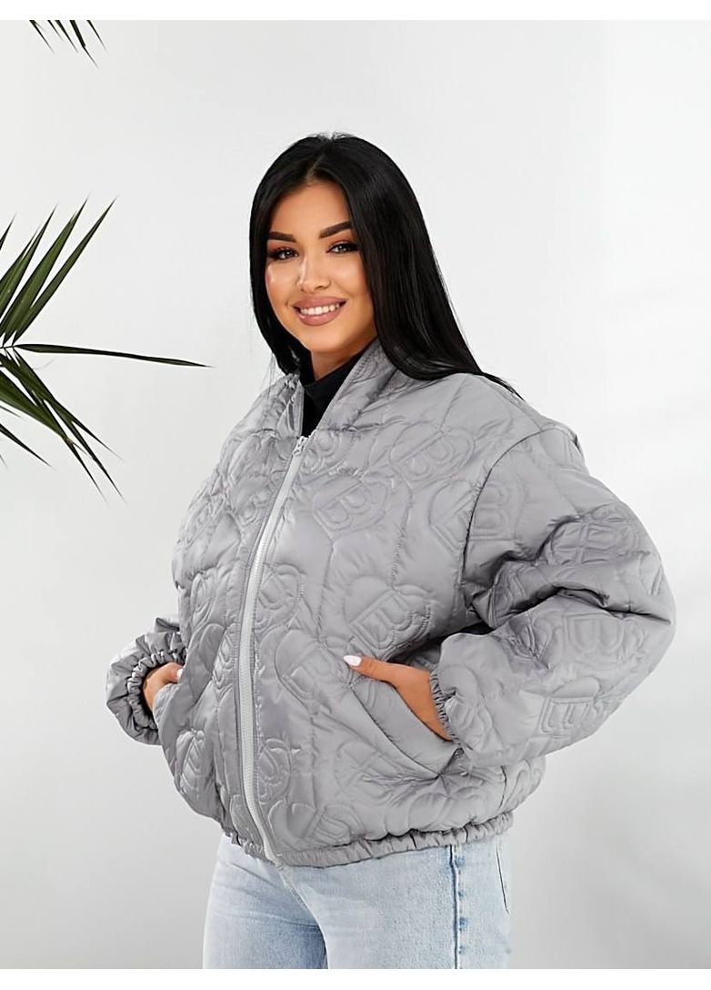 Серая демисезонная куртка-бомбер женская оверсайз Style Point