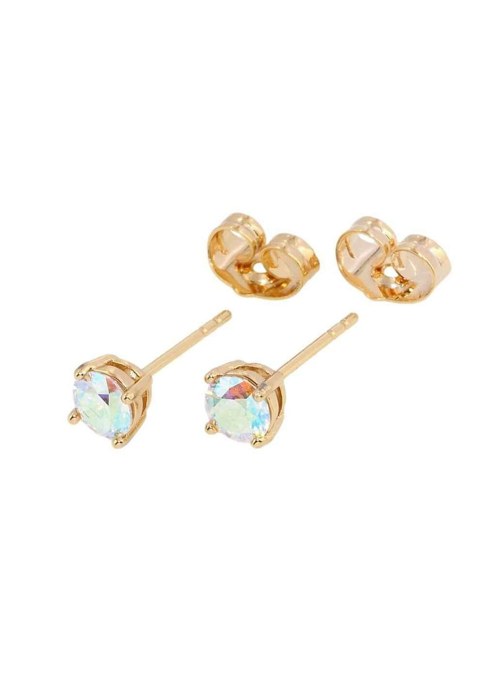 Сережки Позолота 18K пусети Райдужні фіаніти в 4х крапановій оправі ø 4мм (159390) ТМ Xuping (315139242)