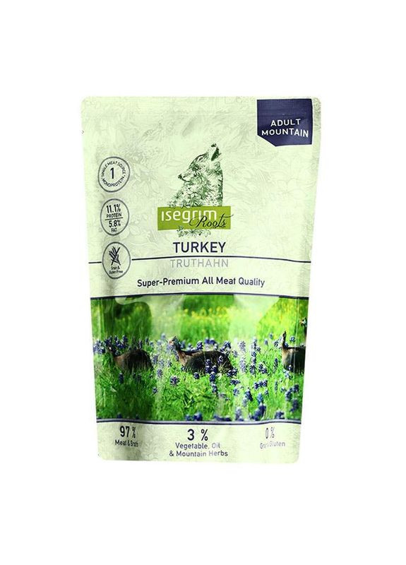 Консервований монопротеїновий корм з індичкою для дорослих собак Pouch Roots Turkey Monoprotein - 410 г Isegrim (327391390)