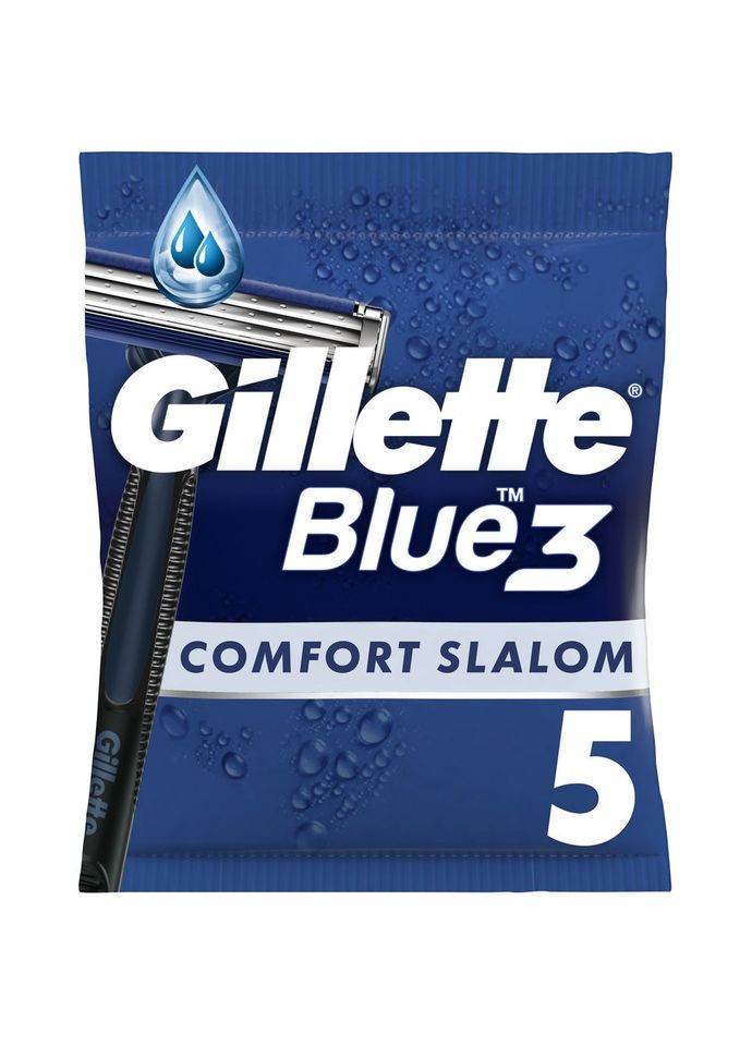 Одноразові станки для гоління Blue 3 Comfort Slalom, 5 шт. Gillette 8006540808689 (328394264)