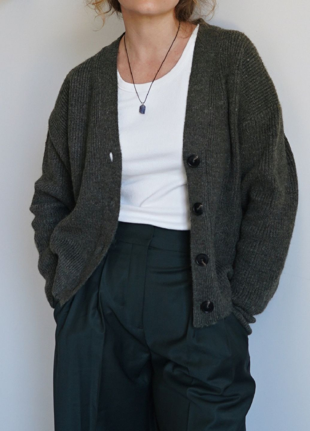 Кардиган з V-подібним вирізом у рубчик Mango (364829239)