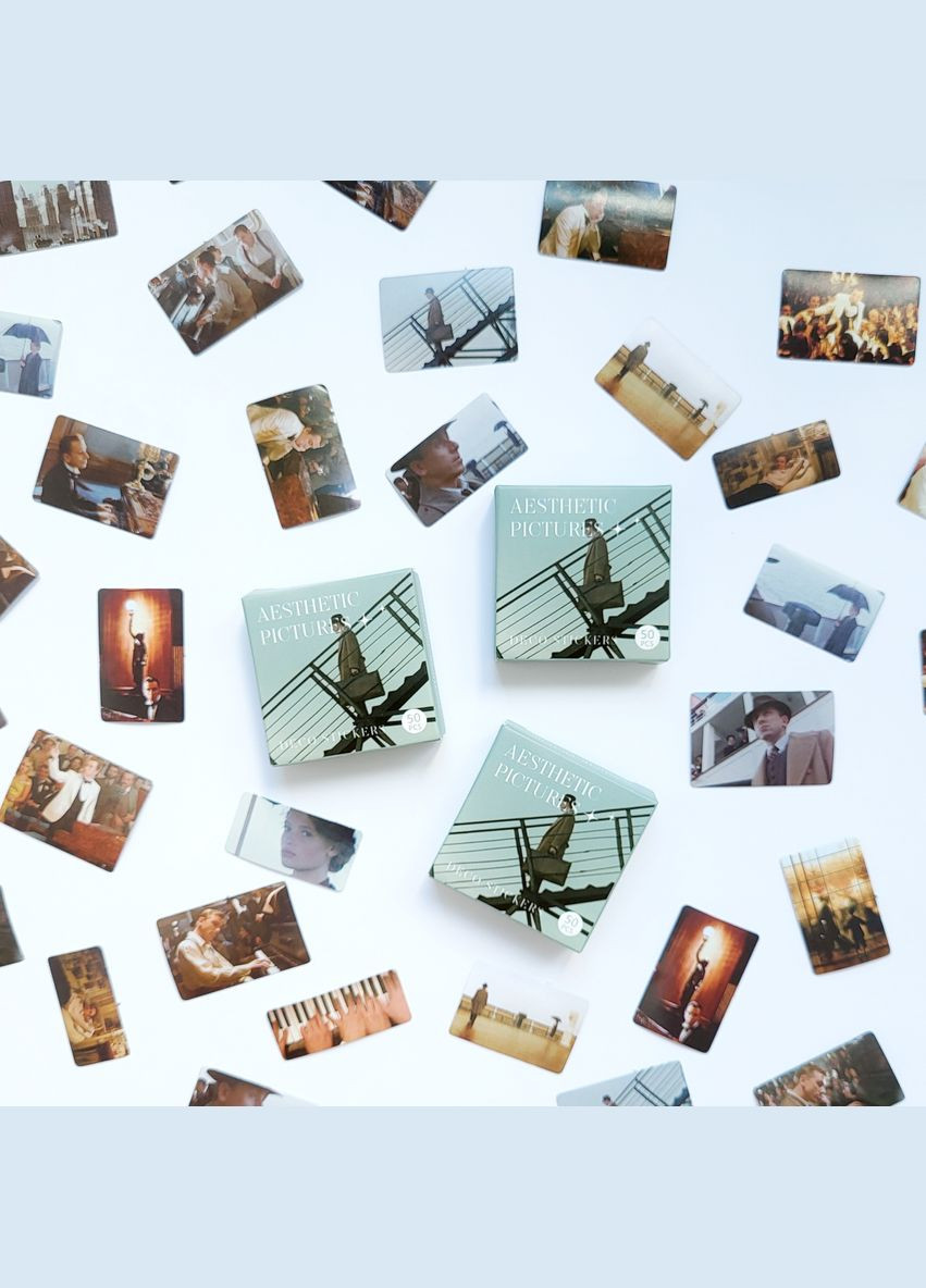 Набор декоративных наклеек для творчества в коробке 46 шт Box Stickers DIY 4x4 см фильм Легенда о пианисте No Brand (322872542)