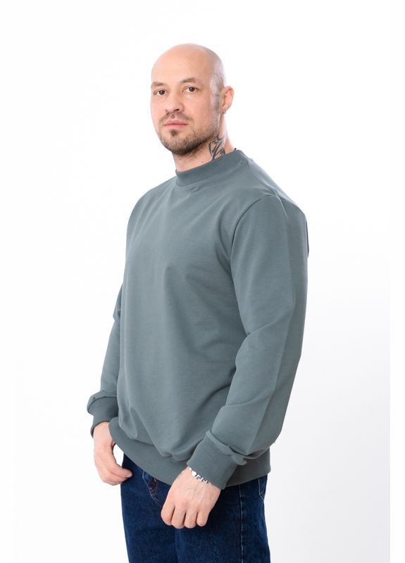 Темно-зеленый свитшот мужской (p-11712) Носи своє однотонный без декора (323209769)