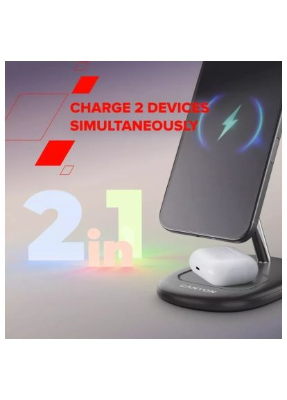 Зарядний пристрій (CNS-WCS205B) Canyon wireless charger WCS-205 15W Qi2 2in1 Black (369878123)