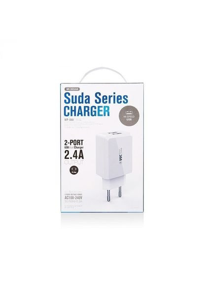 Комлект зарядного устройства WP-U60i Suda 2.4A 2USB кабель USB/Lightning 220V EU WK (340935549)