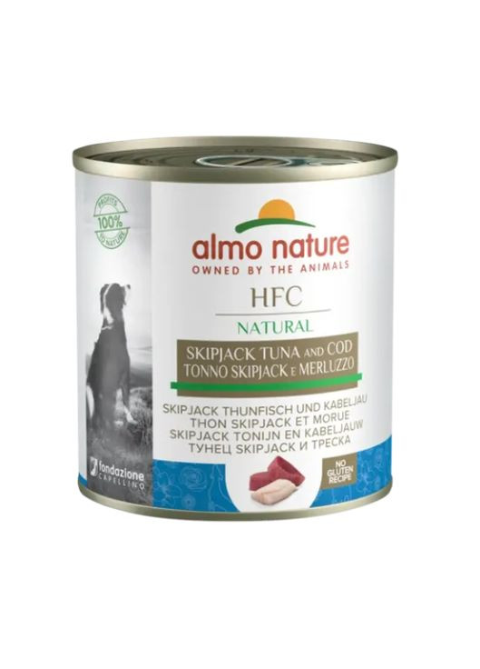 Консервированный корм для собак HFC Natural Adult Dog Skipjack Tuna&Cod с полосатым тунцом 280 г Almo Nature (266274741)