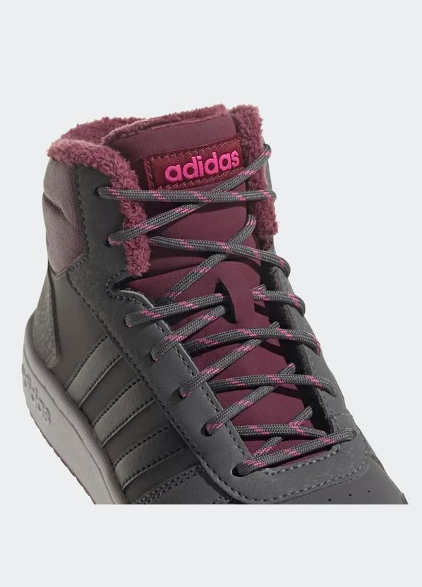 Серые демисезонные кроссовки kids hoops 2.0 mid grey five/core black/screaming pink р.5.5/38/24.5см adidas