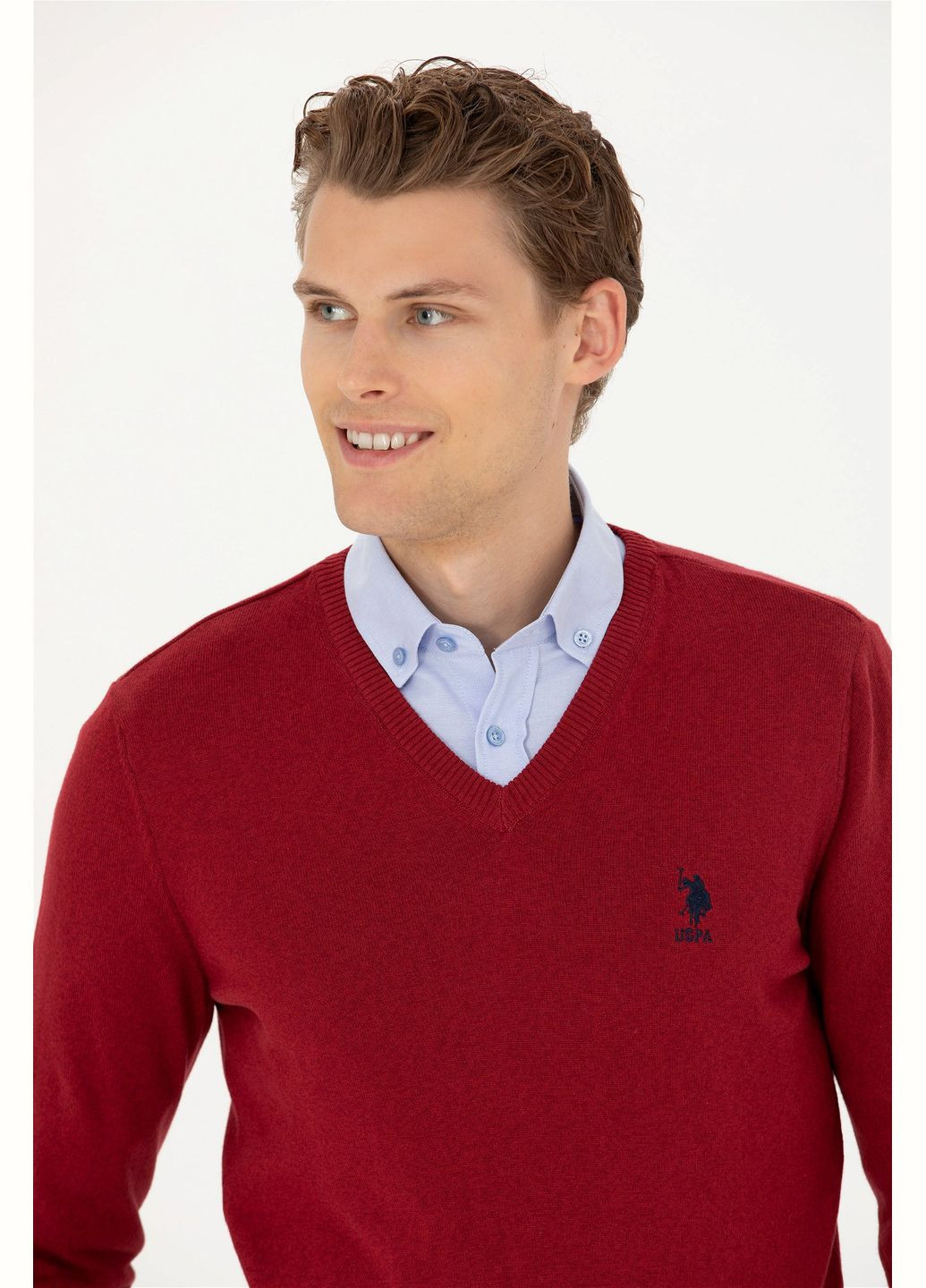 Бордовый свитер u.s. polo assn. мужской U.S. Polo Assn.
