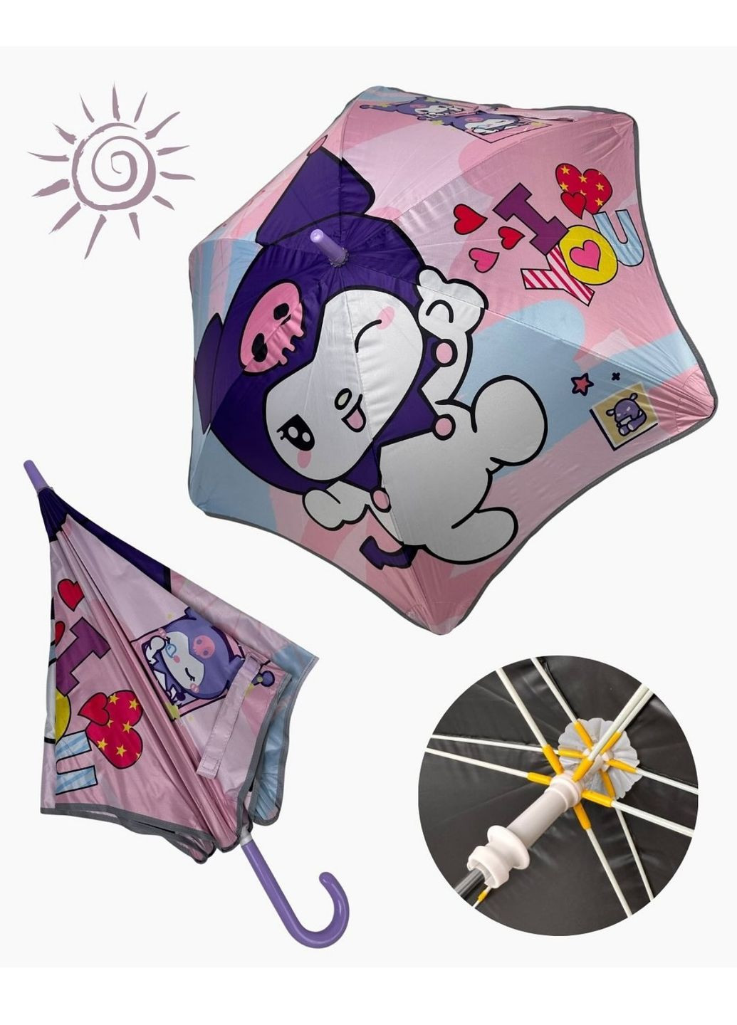 Фиолетовый зонтик детский kuromi куроми n1 Україна (360788711)