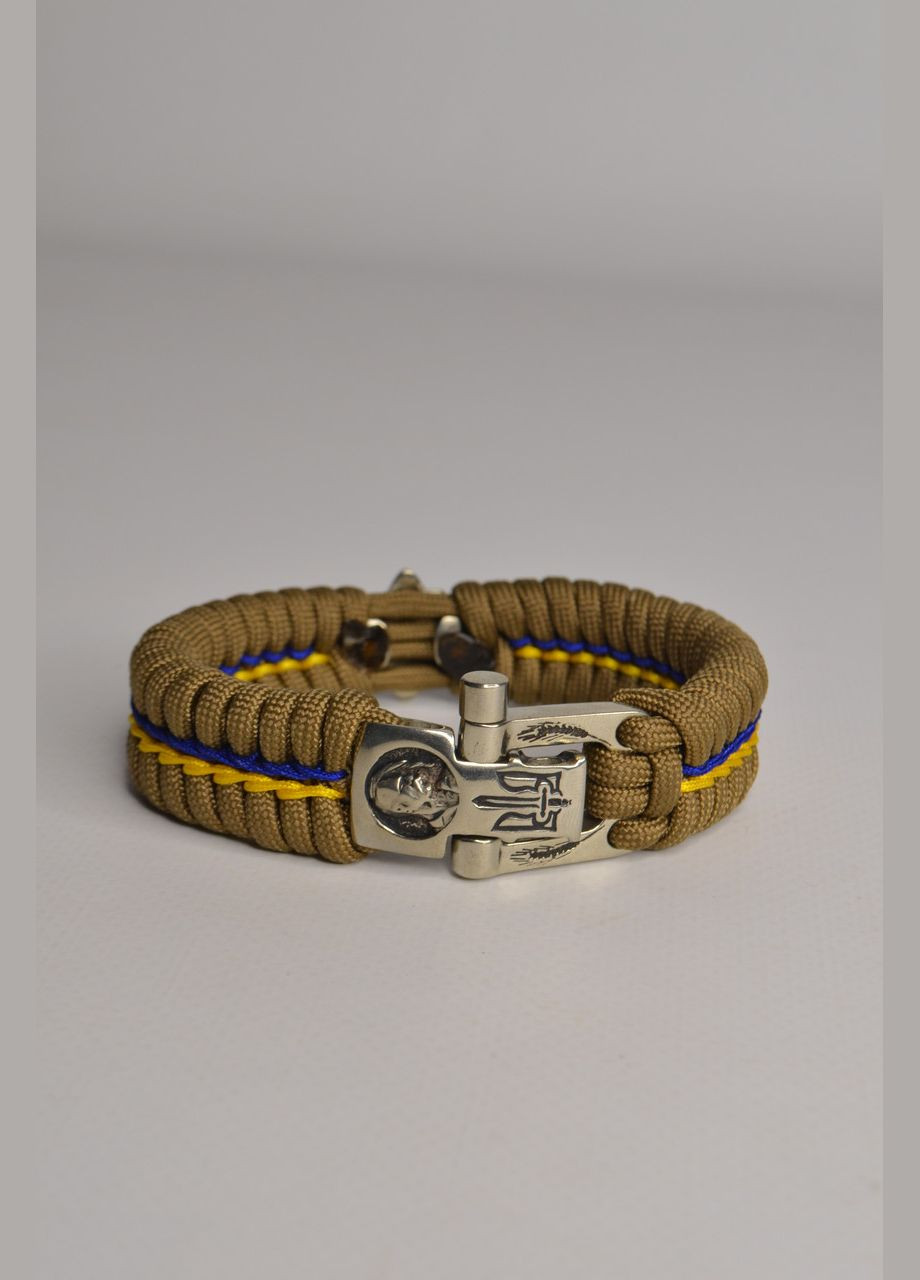 Браслет с гербом України козаком з мельхиору та опліткою плетіння змійка + брелок в подарок No Brand (341738751)