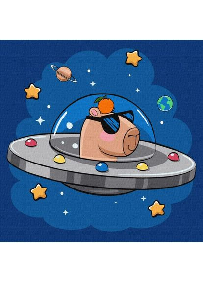 Картина по номерам - Капибара в космической тарелке 30х30 см IDEYKA (362203594)