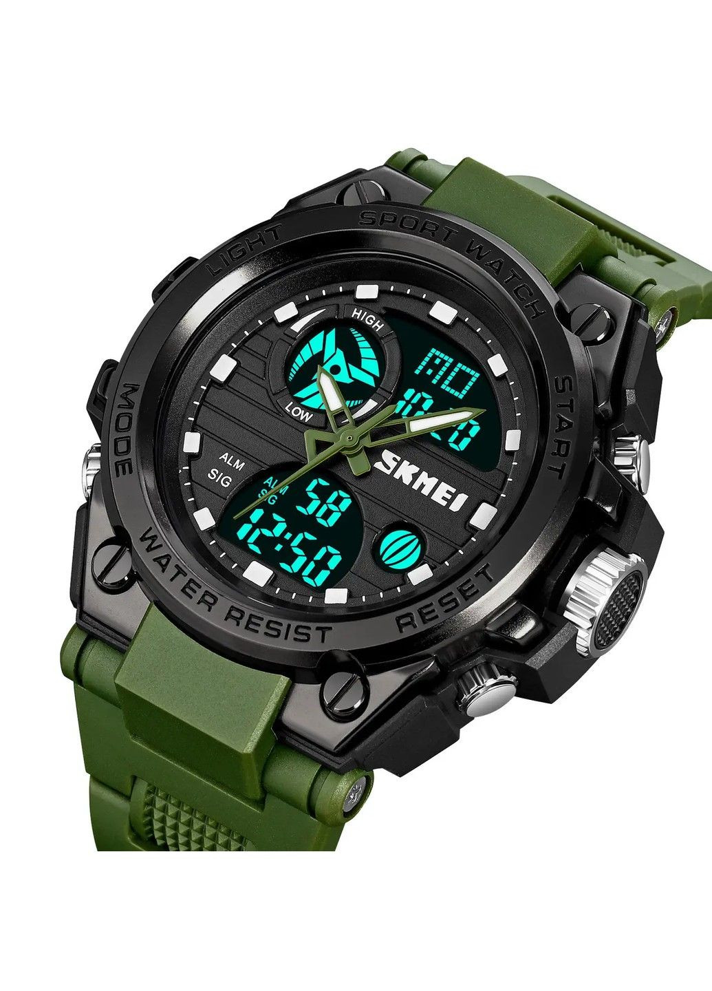 Чоловічий наручний годинник 2031 (Чорний з зеленим) Skmei (314483151)