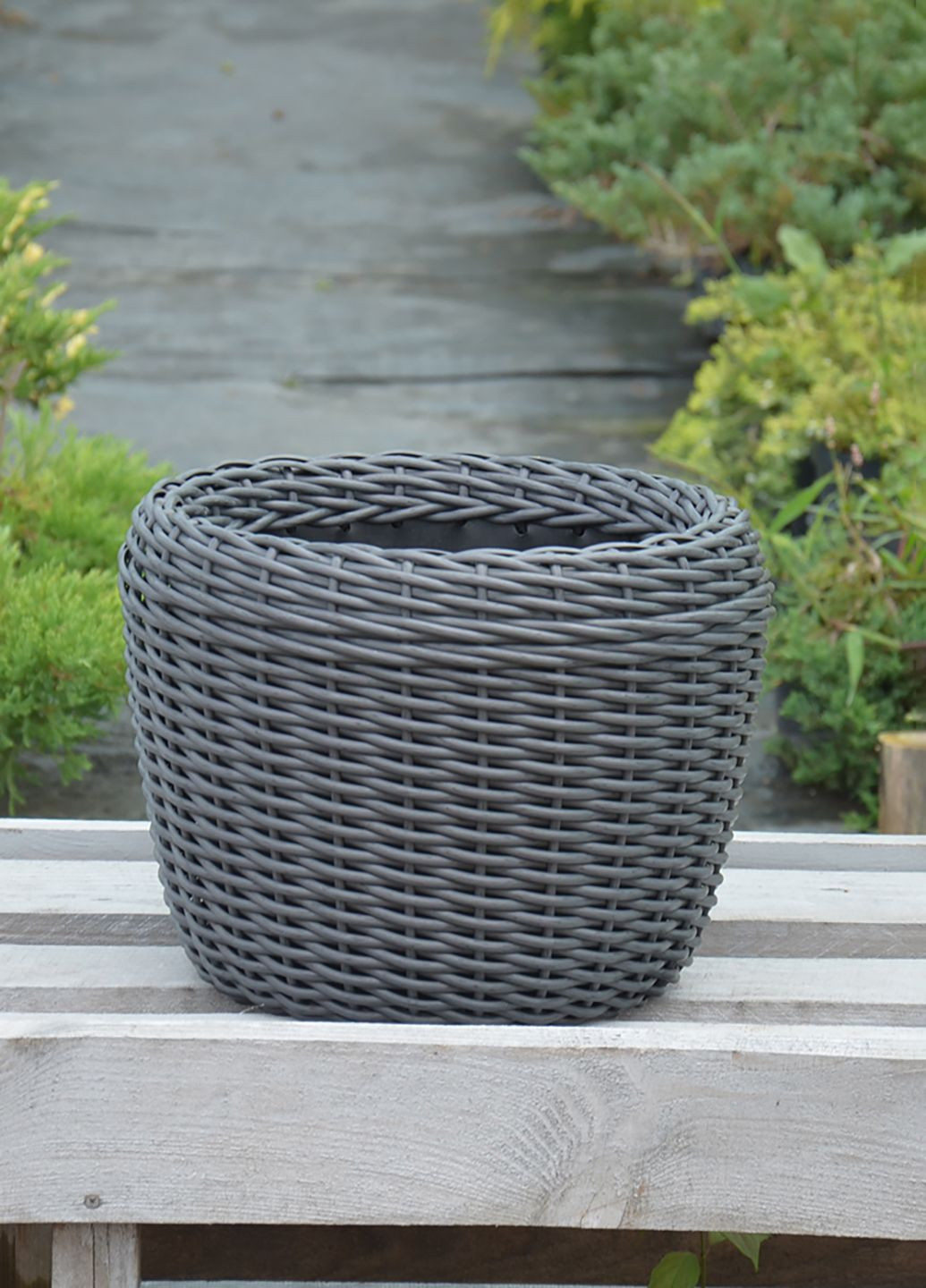 Кашпо 16 литров (горшок для цветов и растений),Вазон из искусственного ротанга ручной работы. Handmade (329193727)