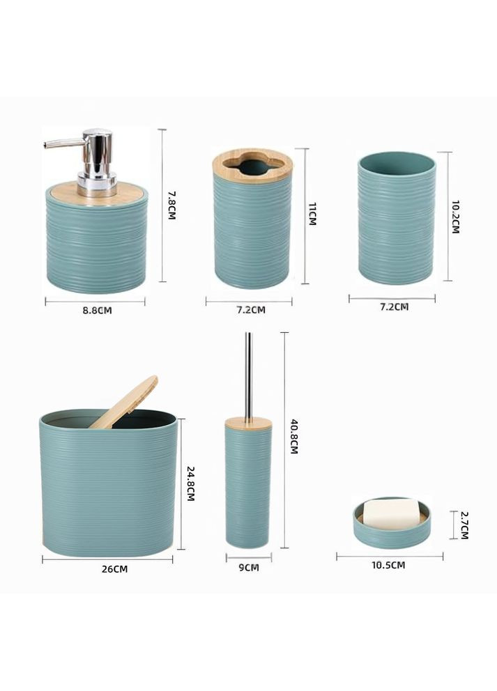 Набор аксессуаров 6в1 для ванной комнаты и душа, урна, дозатор для мыла, мыльница, стаканы, ершик No Brand (363044864)