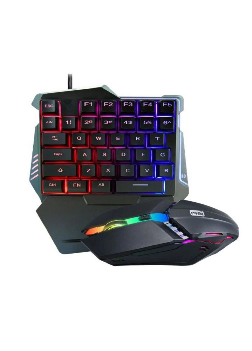Игровой комплект клавиатура и мышь G506 под одну руку с RGB подсветкой 2в1 VTech (323644397)