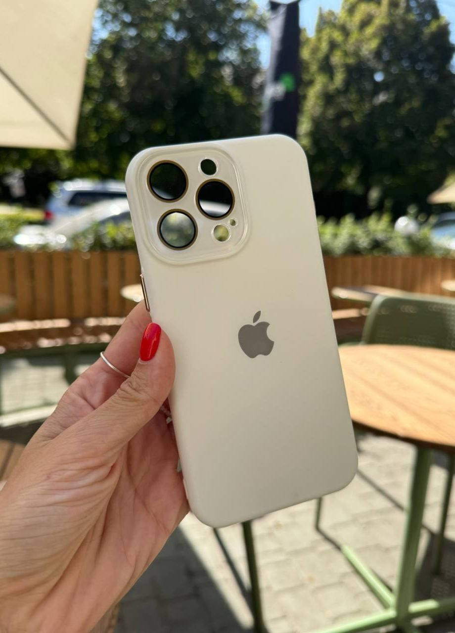 Силиконовый чехол для iPhone 16 Pro Silicone Case Metal White / Айфон 16 про белый силикон кейс с защитой камеры No Brand (305200565)