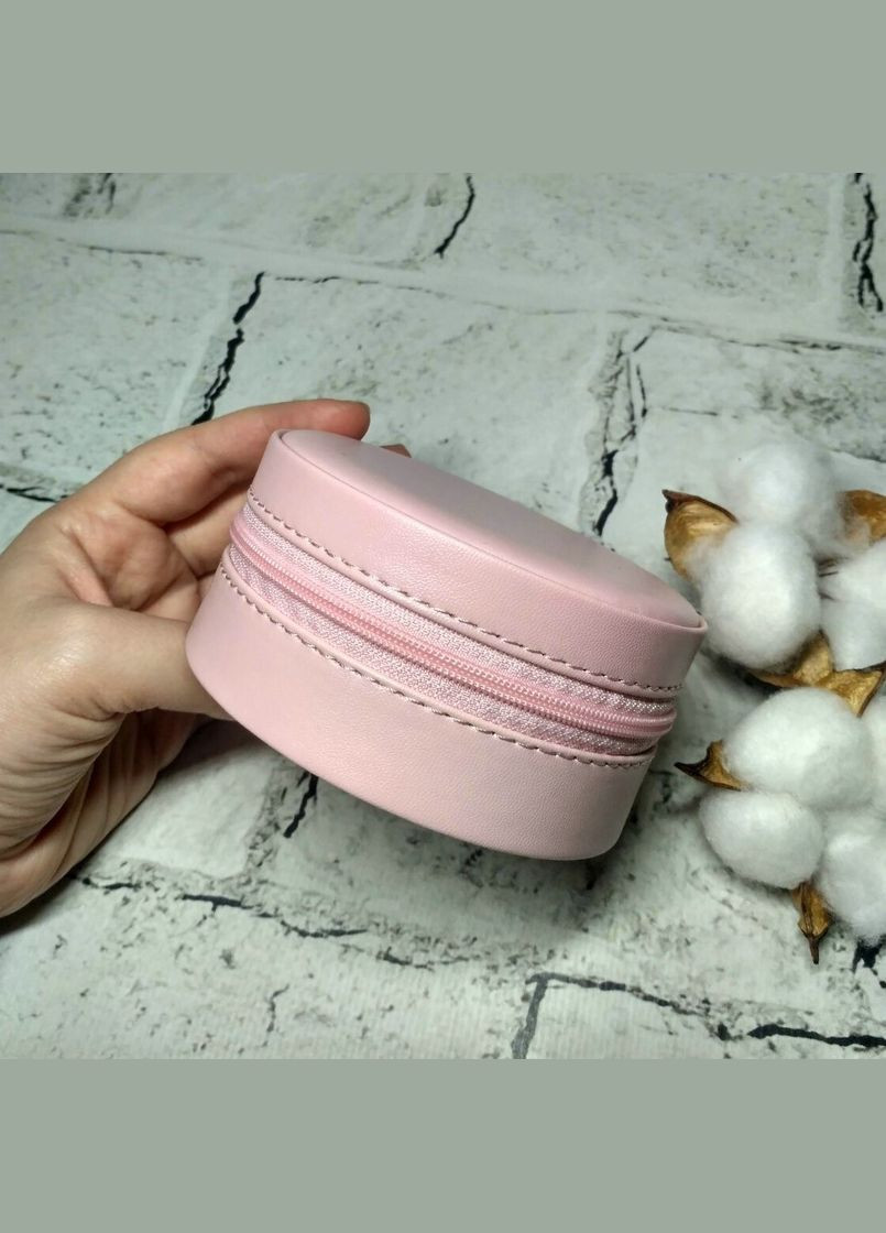 Шкатулка для хранения украшений на змейке кожзам 10х10х4,5 Розовая No Brand (327368217)