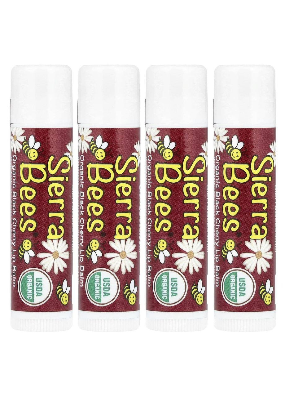 Органічні бальзами для губ, чорна вишня, 4 шт. по 4,25 г Sierra Bees (361858569)