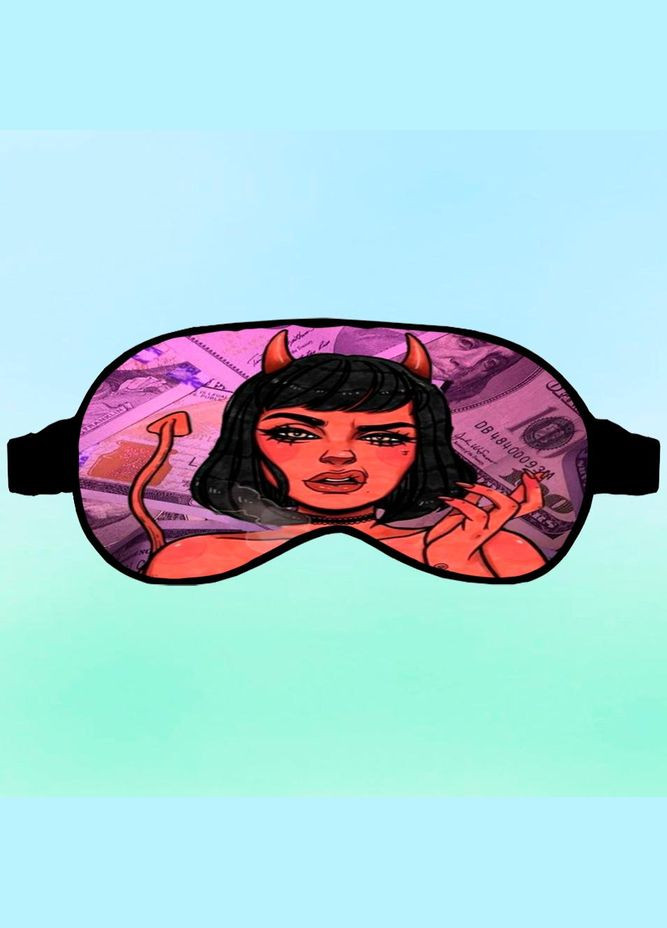 Маска для сну дівчина чортик Чорна з принтом No Brand (315043900)